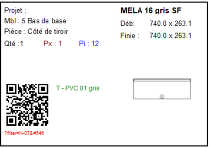 Étiquette de pièce avec QR code pour accéder au projet TEVA 3D